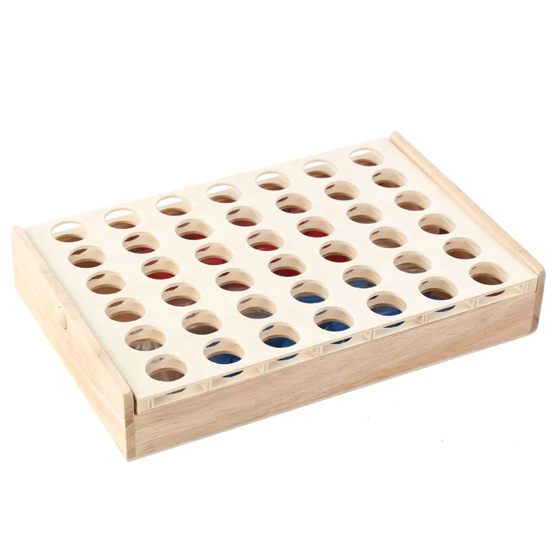 connect four 4 in row board game in wood wooden Early Educational foldable line up 4 game educational montessori toys