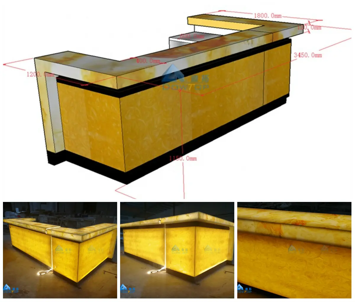 modern lounge restaurant wine bar design solid surface LED bar counter