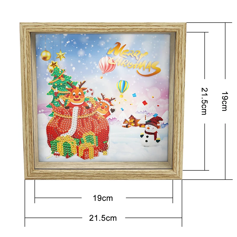 Diy diamond Christmas snowman design  wooden material  square unbreakable Piggy bank