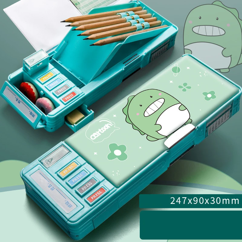 BEYOND Kawaii Plastic Pvc Multifunctional Pencil Box pop Out up Mechanical School Kids case for