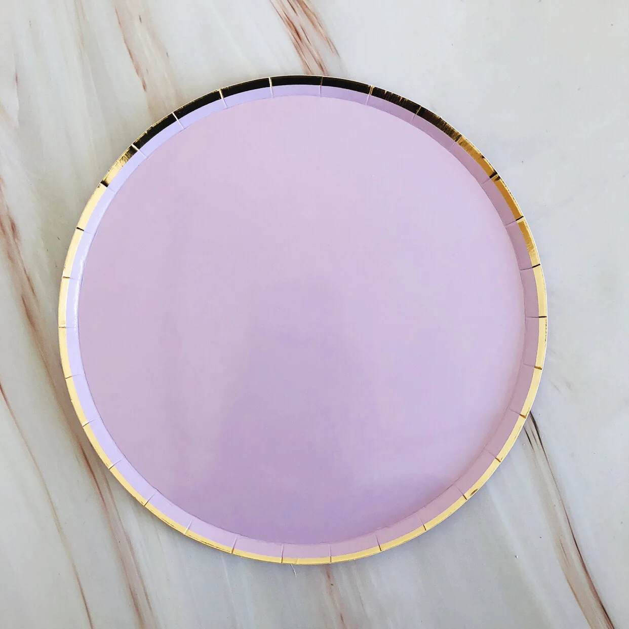 Bronzing Decagonal Party Purple Paper Plates Cups Napkins Disposable Tableware Set For Birthday Baby Shower Party Decoration