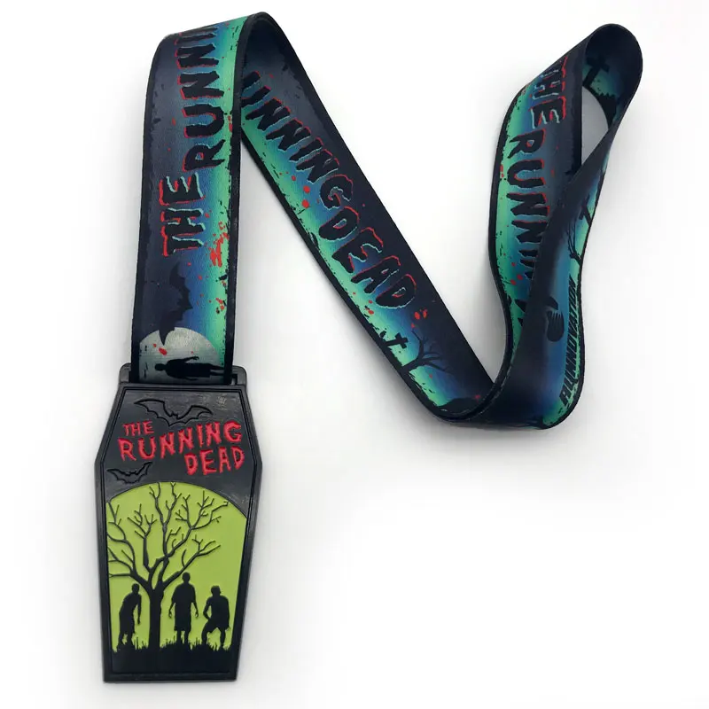 Pumpkin Shape Antique Silver Medal Zinc Alloy Custom Glow In The Dark Medals