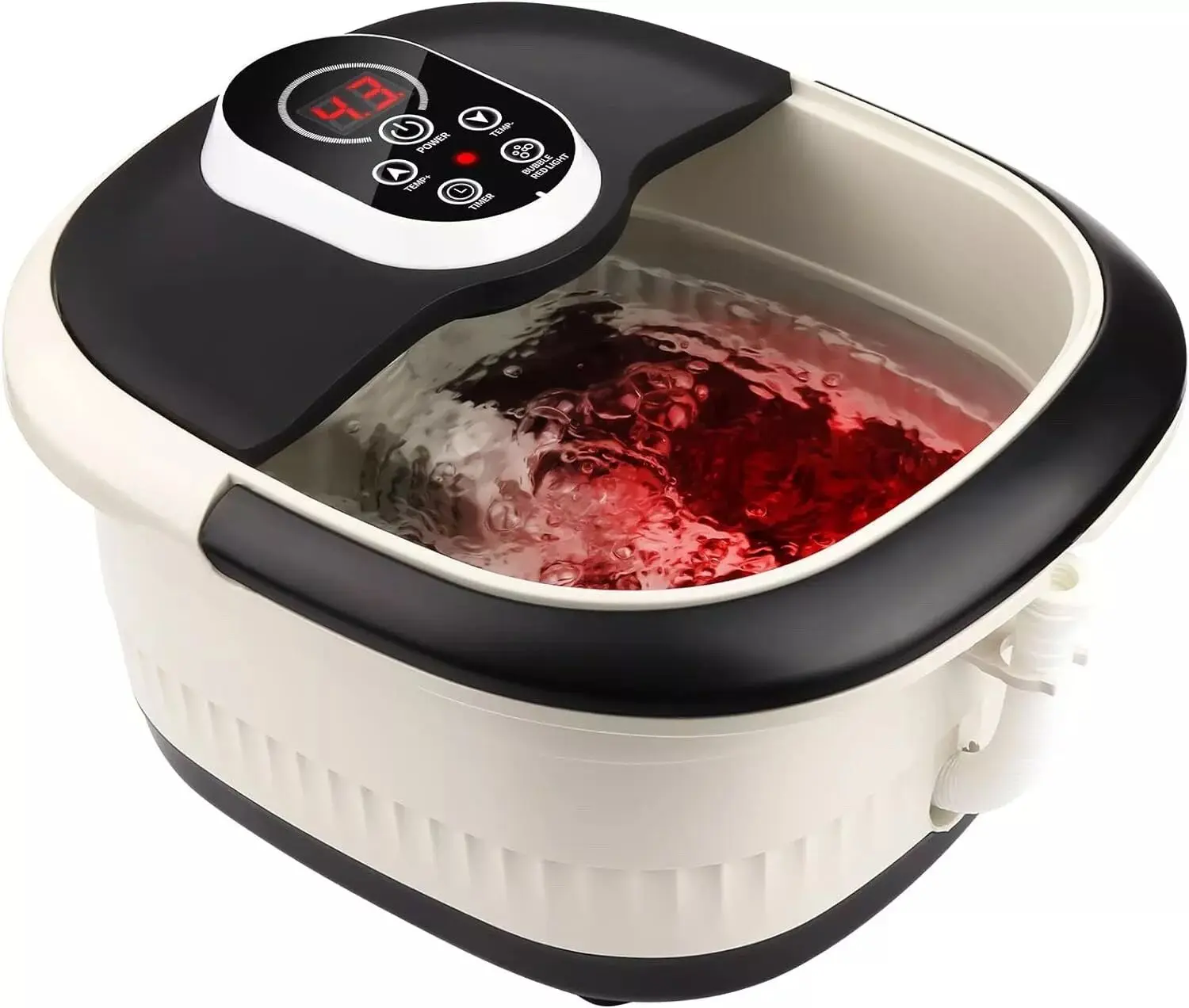 500w 6L Temperature Adjustable Relaxing Heat Bubble Foot Spa Bath Massager with 14 Removable Massaging Rollers