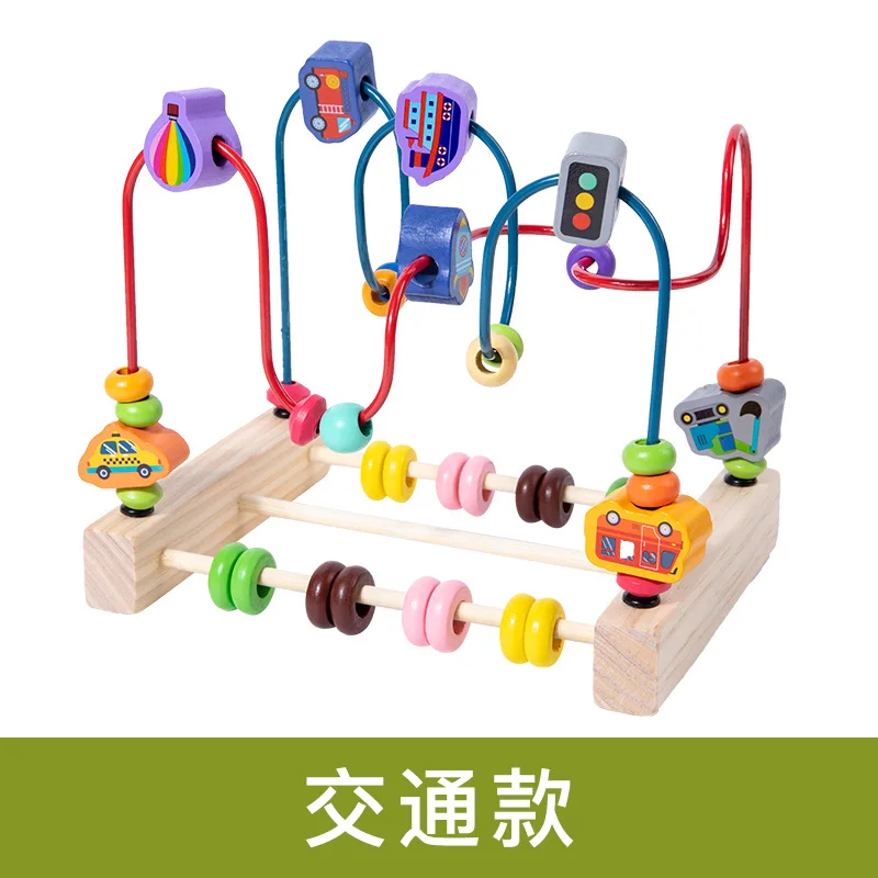 Factory Supply hot sale cheap wooden toys rorys story cubes montessori toy Blocks Model Building maze beads baby toys 1 year