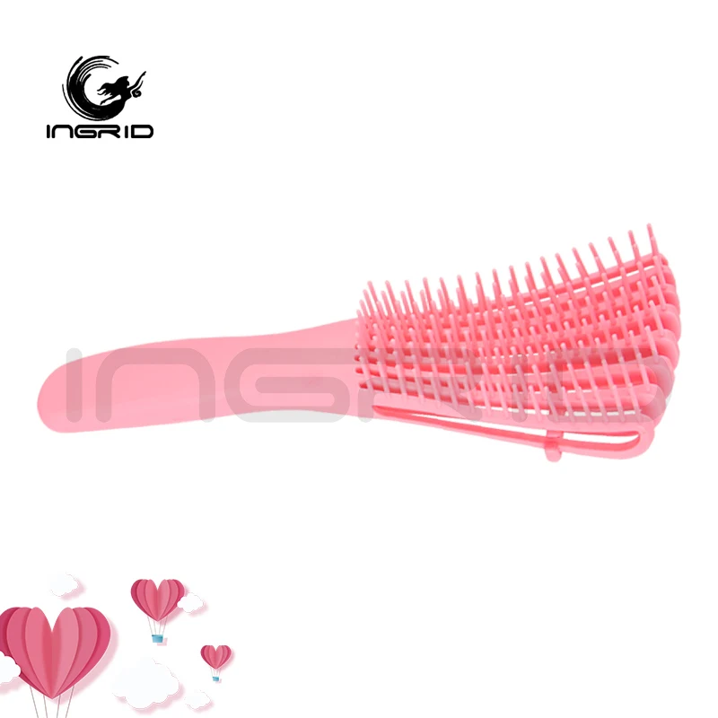 Custom Logo Plastic Octopus Eight Rows Black Hair Detangler Brush  Scalp Care  Detangling Brushes For Woman