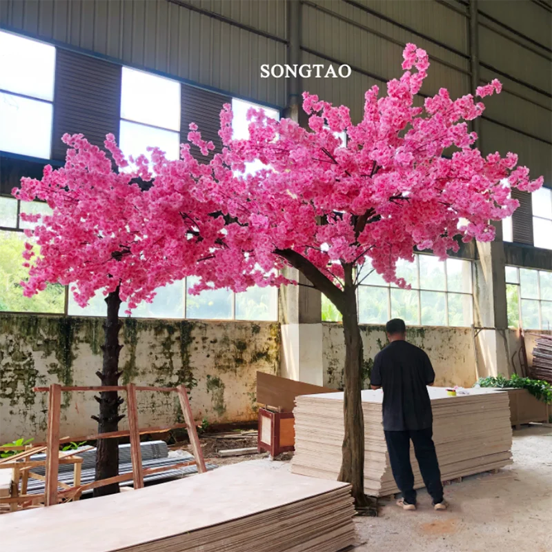 songtao Large Plastic Artificial Cherry Blossom Pink Flowers arch trees  Sakura Tree for wedding garden