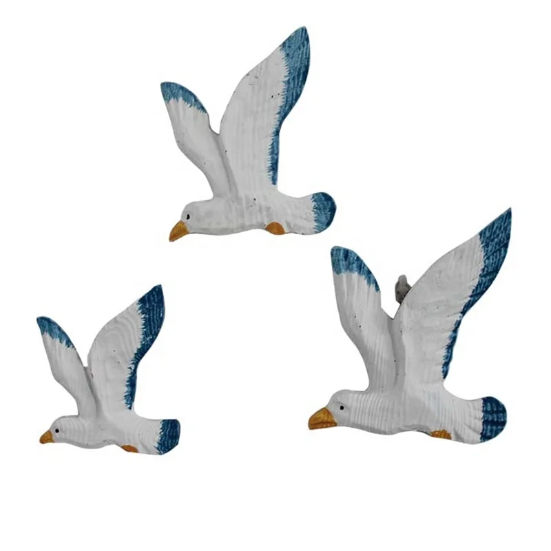 3Pcs/Set French style Resin Seagull Different Size Wall Decorations Handmade Wall Hanging For Mediterranean Home Decor
