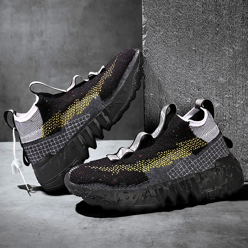 
men sport shoes footwear breathable fly knit upper foam sole high top sock shoes male dropshipping products 