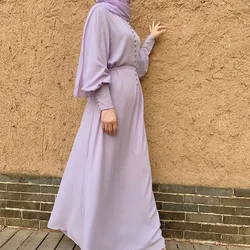 Latest solid button front luxury chiffon kaftan dresses for women dress dubai