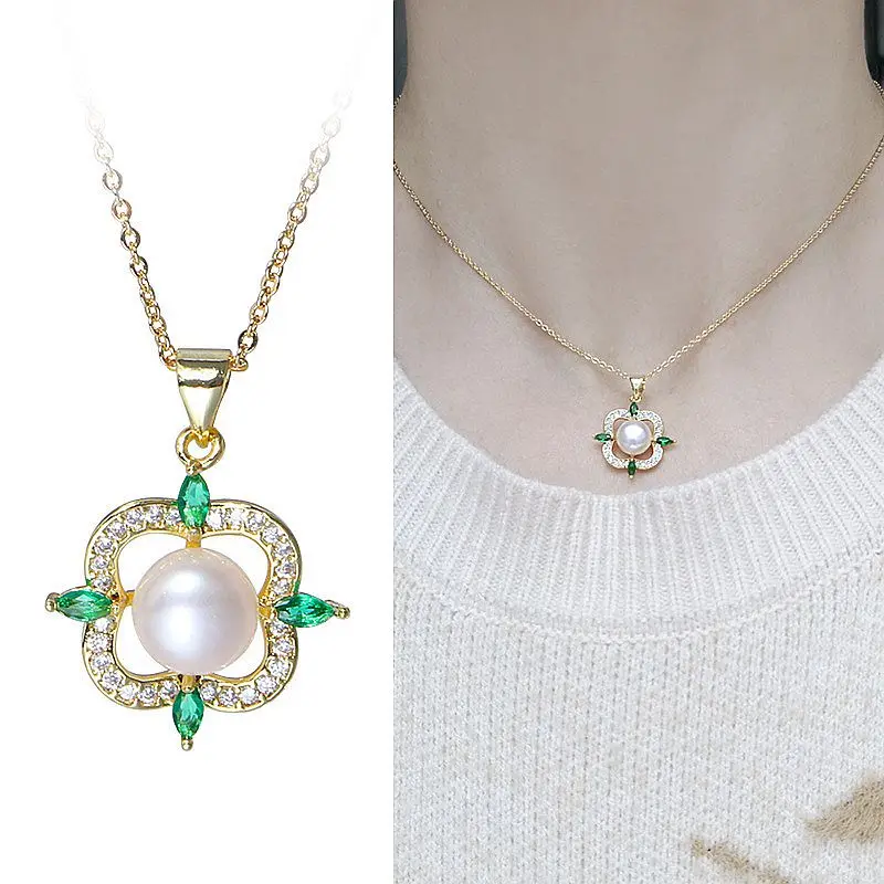 Women Jewelry Set Elegant Four-leaf Clover Necklace Earrings Copper Plated Real Gold Jewelry