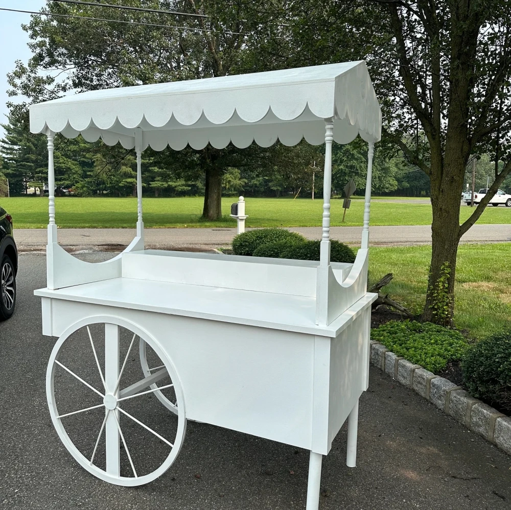 Party Decoration Event White Dessert Bar Wedding Supplies Mobile Flower Display Sweet Candy Cart For Parties