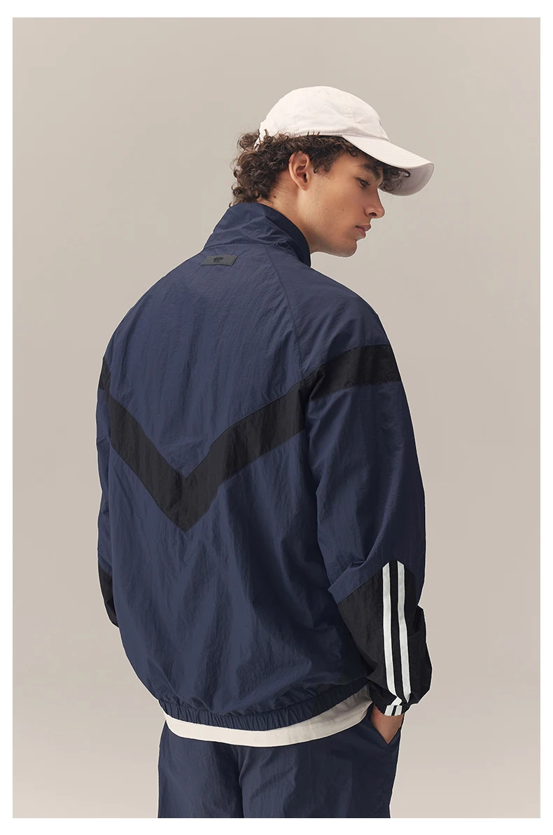 Custom Print Spring Summer Color Block 100% Nylon Windbreaker Jackets Unisex