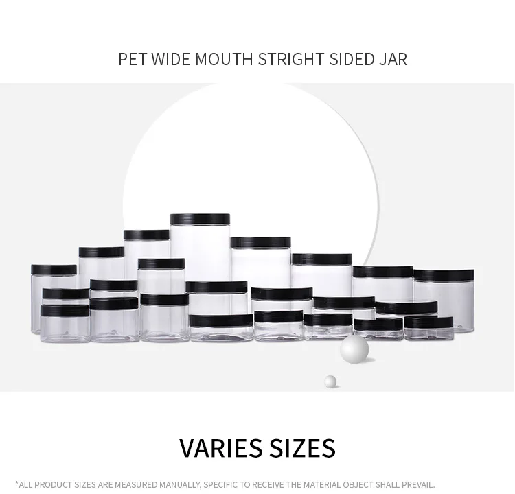 1 oz 2 oz 12 oz 1 kg clear plastic jars luxury cosmetic jar with lids