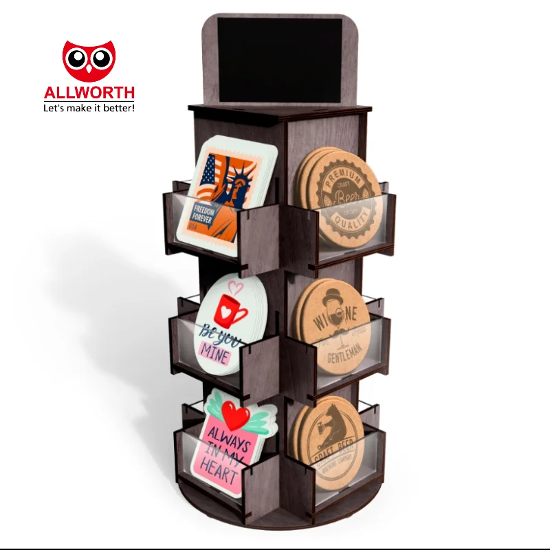 Custom-made Complementary Colours Steel Wooden Finish Book Magazine Display Rack