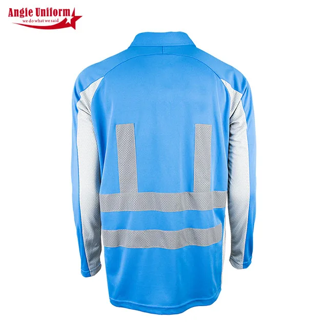 Factory Sustainable Cotton Fluorescent tape Work Clothing Wholesale Polo T Shirts Reflective Construction Worker Uniforms
