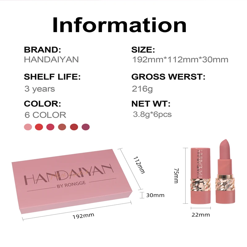 6-in-1 Silky Texture Moisturizing and Comfortable Matte Light Mist Lipstick Set for Good Complexions