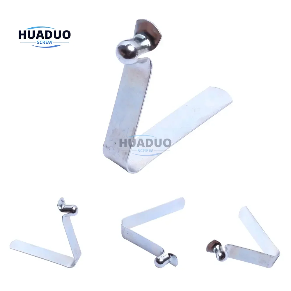 Manufacture Single V Shape Pole Push Button Spring Clip for 28-35mm Aluminium Tube Spring Snap Clips Locking Tube Pin