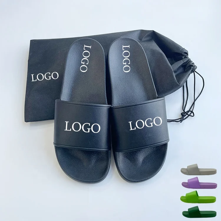 OEM Black Slides Footwear Sandals PVC Custom Logo Slippers Men Plain Blank Slide Sandal Slippers Custom Logo Club Slide Slippers