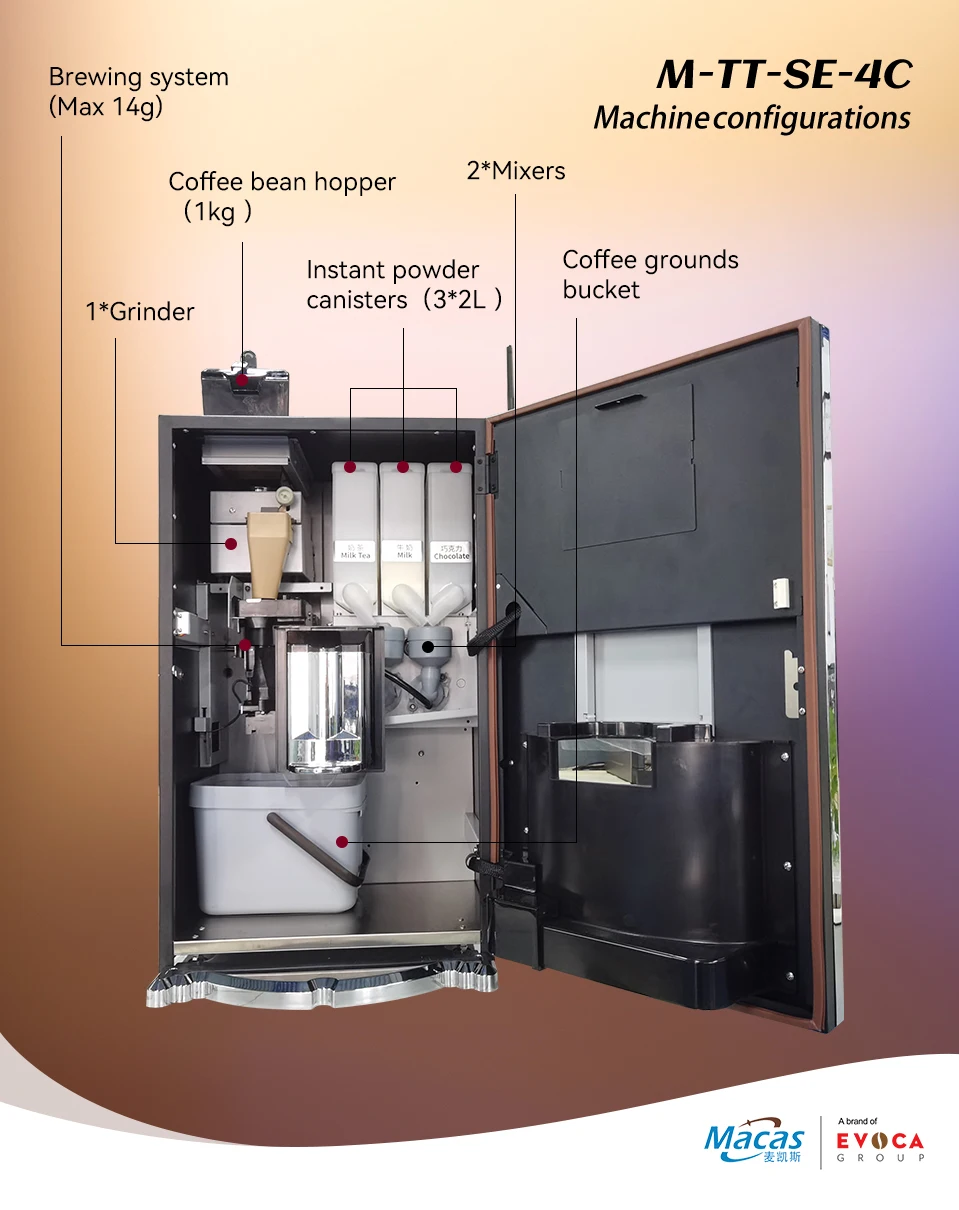 Fresh bean to cup espresso coffee vending machine with 10 flavors