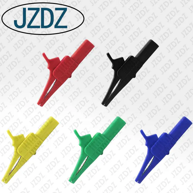 
JZDZ J.60039 4mm safety banana jack gun test clip copper plated nickel insert insulation large safety alligator clip 