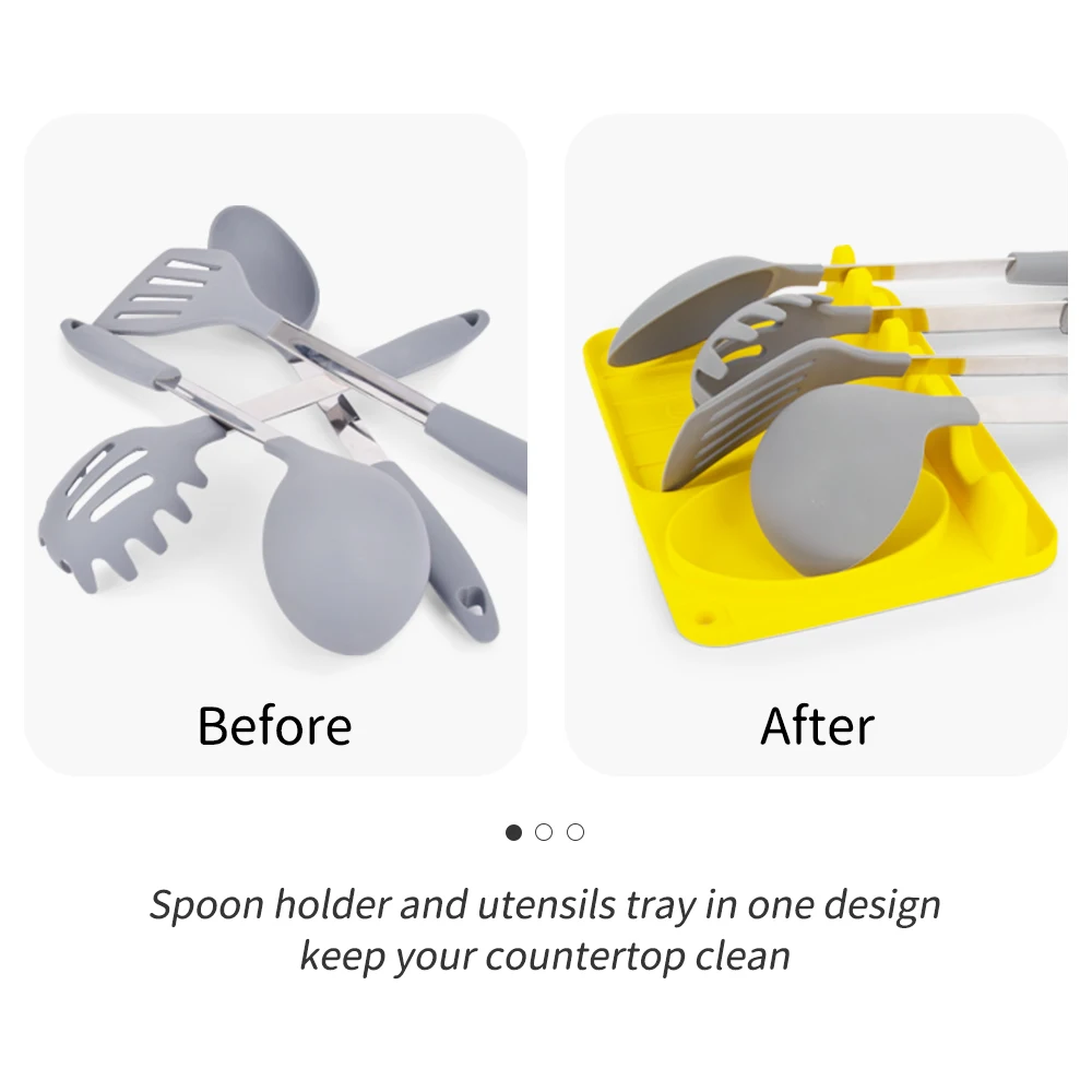  Feiaoda Amazon Large Drip Pad Kitchen Cooking Silicone Spoon Rest Spatula Holder