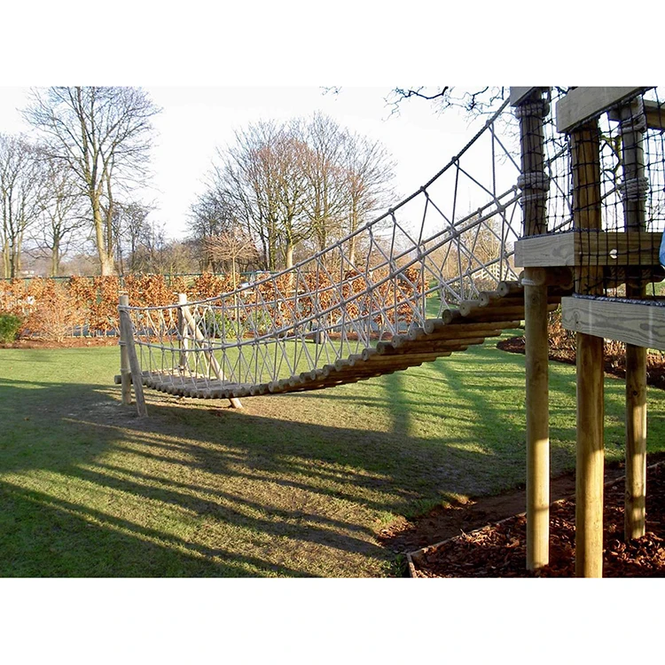 Hanlin Design Playground Equipment Kids Wood Suspended Bridge Kit Rope Bridge Kit for Adults and Kids