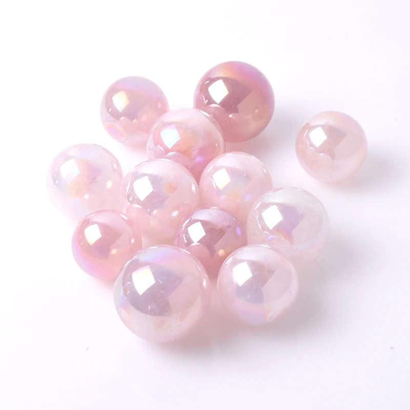 Wholesale Electroplate Polished Stone Natural Pink Rose Quartz Sphere Aura Crystal Ball for Home Decoration