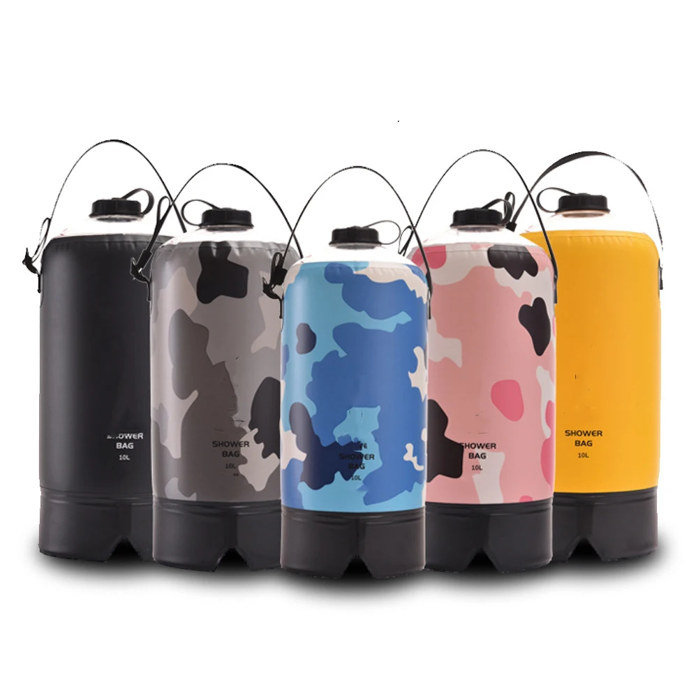 Latest Custom Bathing 10L PVC  Foot Pump Lightweight Inflatable Bath Pressure Shower Water Bag Shower Bag