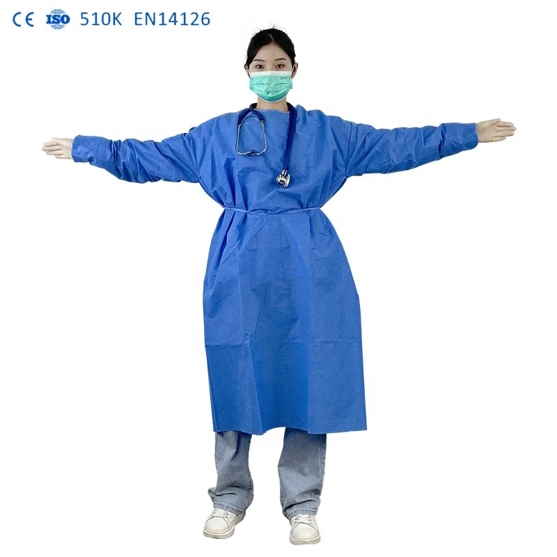 Good Quality EN14325 non sterile ppe gown ISO11737 hospital gowns with astm f1671 level Impervious Blood-Proof for Hospitals