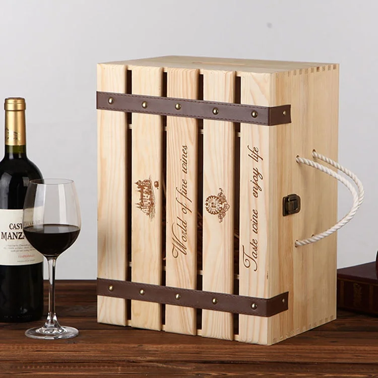 Ready to Ship Double Bottle Wine Box Wood Wooden Decorative Wine Box