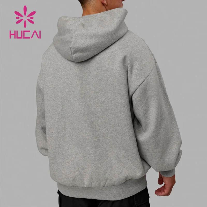 HUCAI OEM High Quality Manufacturers Men Fleece Cotton Polyester Custom logo Plain Men Sports Gym Oversized Unisex Hoodies