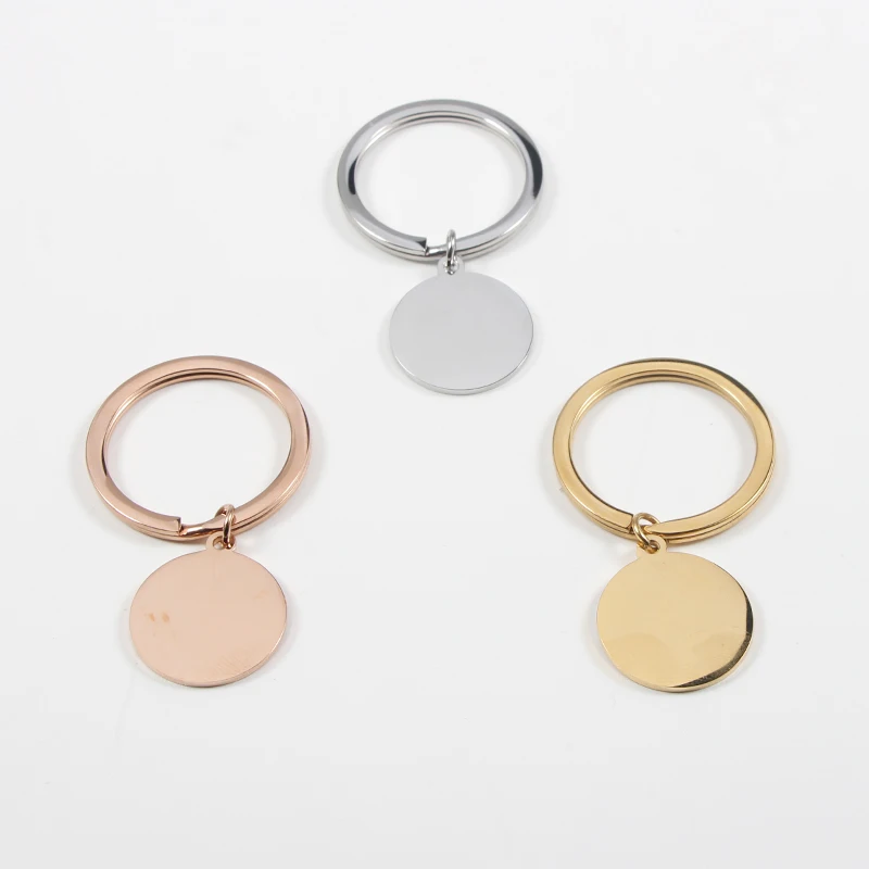 Mirror Polished Cheap Custom Logo Blank Stamp Key Chains Round Charm Keychains
