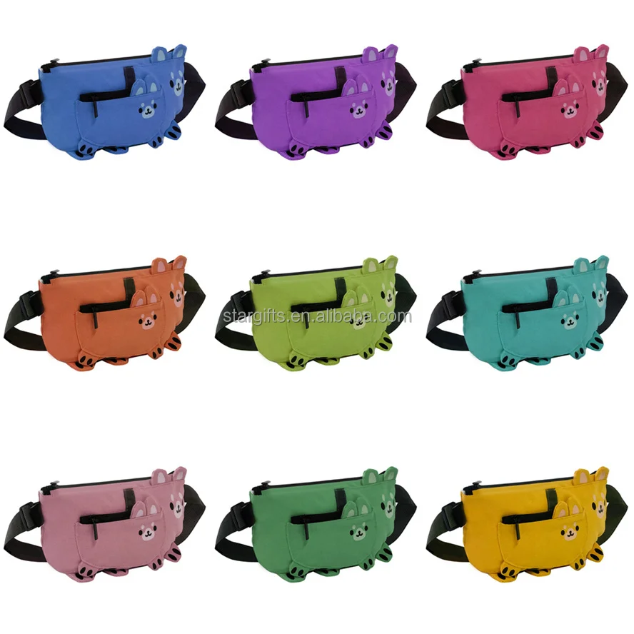 Custom Sublimation Printing Cute Animal Design Kids Puppy Fanny Pack with Adjustable Belt Strap