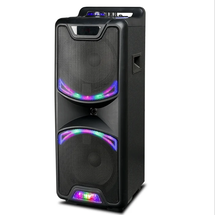 Dual 10 inch Subwoofer Wooden Box Party Home Theater System Wireless Rechargeable Speaker