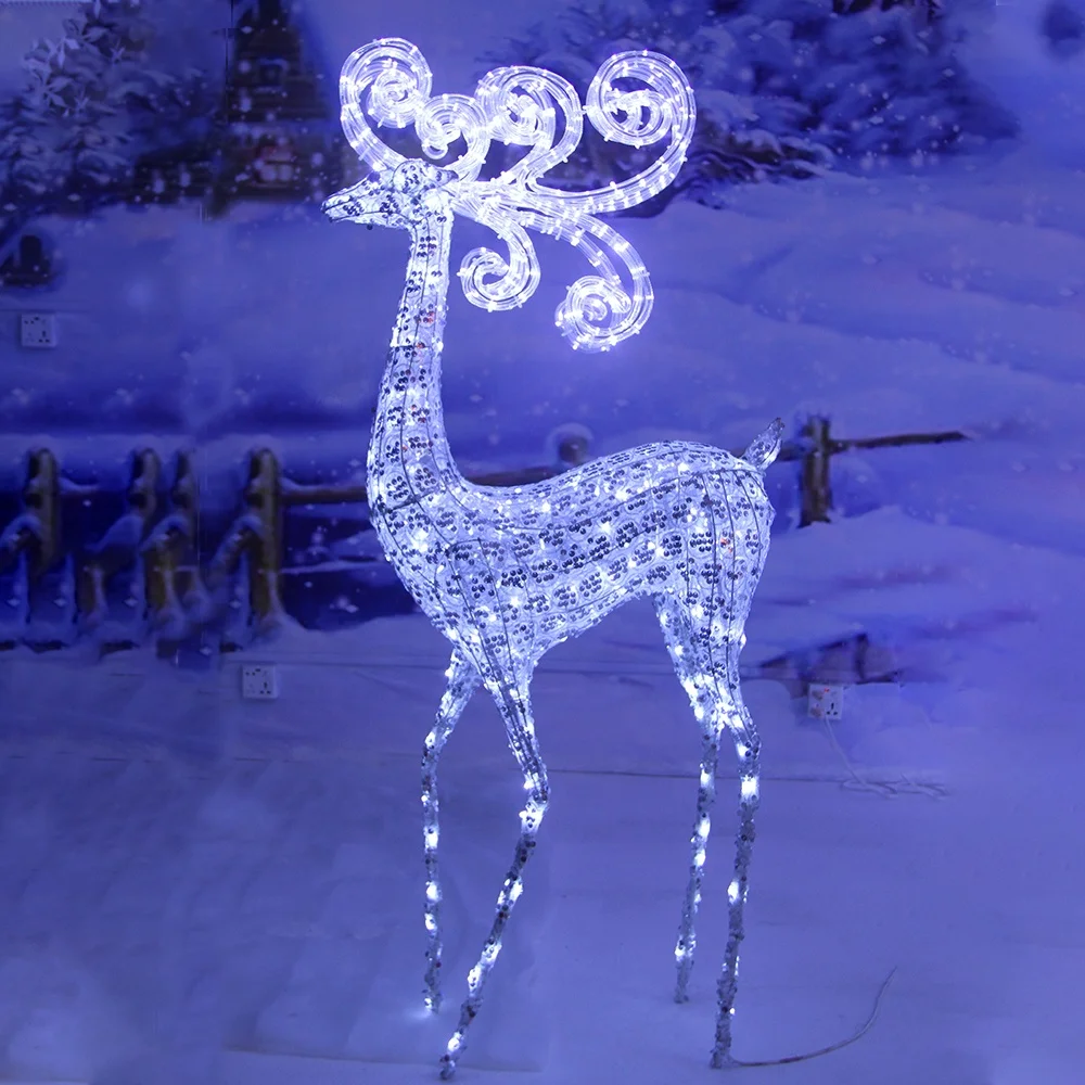 Christmas and Happy New Year Deer Lighting Christmas Iron Wire Deer Decoration Large Christmas Lighted Deer