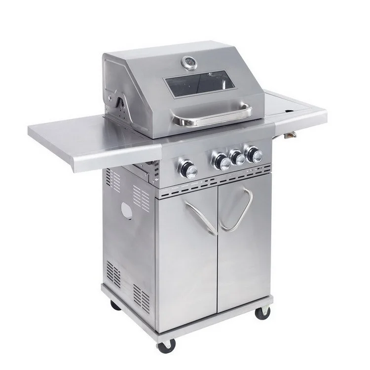 Stainless Steel 3+1 BBQ Grill Propane Gas Barbecue BBQ Grill with Side Burner