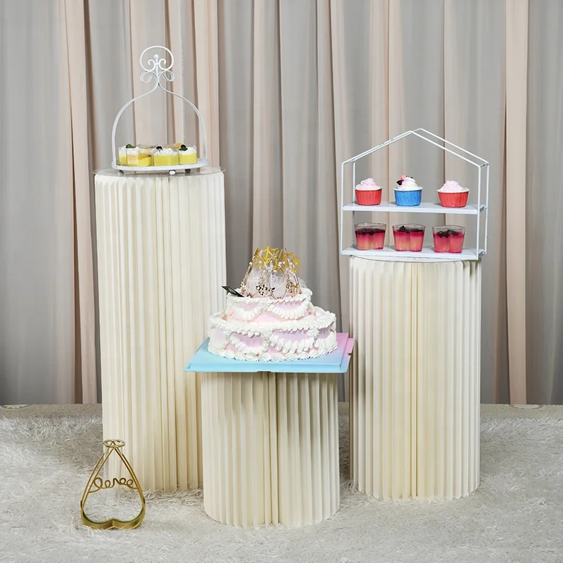 YYZ Wedding Flower Decorative Polyurethane Roman Cupcake Stand Folding Party Pillar Display Rack
