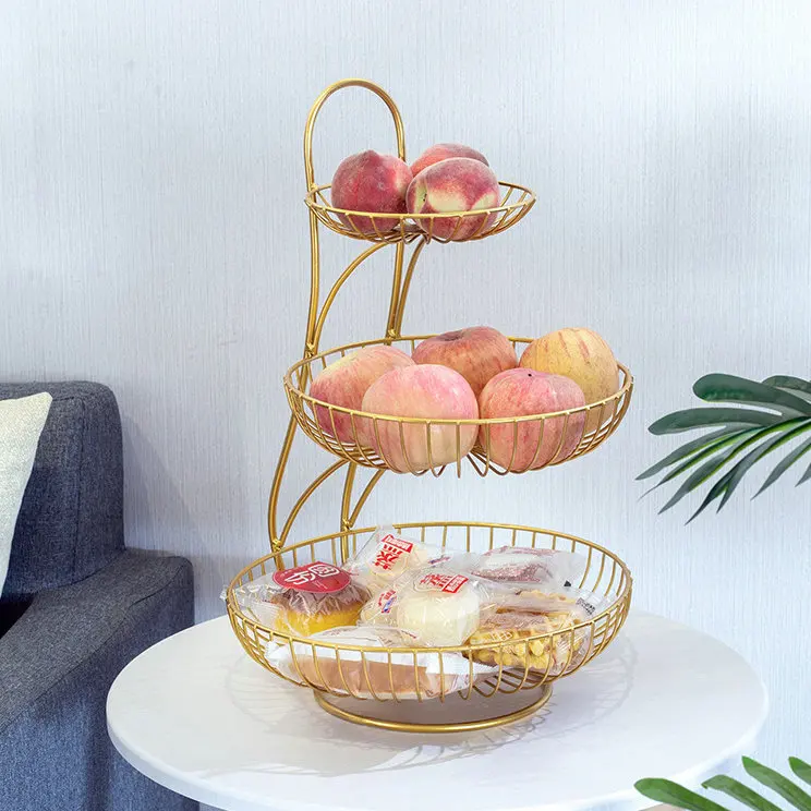 Hot selling good quality 3 tier metal fruit basket kitchen