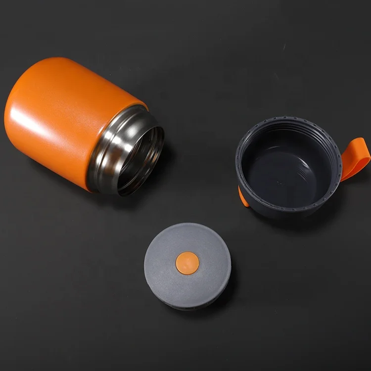 custom metal stainless steel vacuum insulated thermos food jar container with folding spoon keep warm with lid for kids