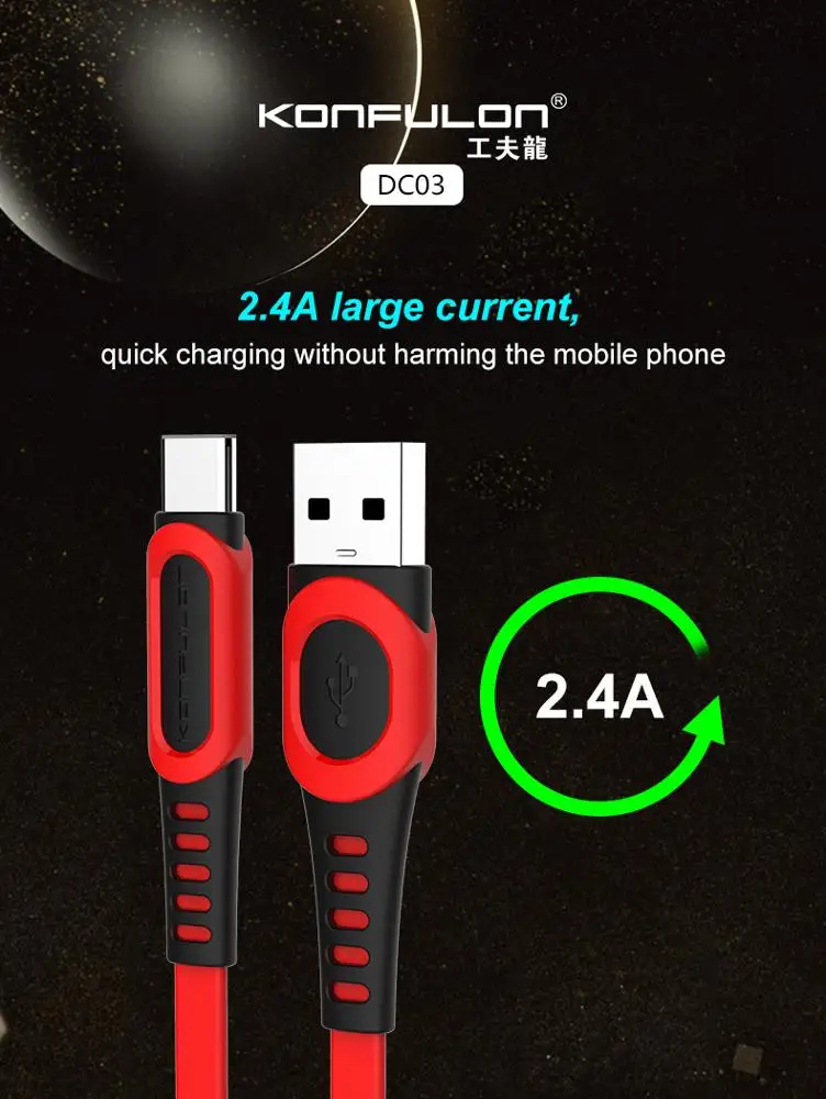
Konfulon Ultra Strong fast usb c charging data cable for mobile phones 