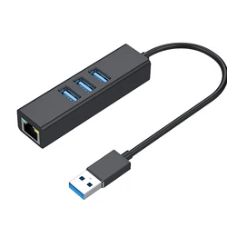 USB 3.0 to Gigabit Ethernet Adapter Lan Adapter with 3 Ports USB 3.0 Hub for Windows 7/8/10/Vista/XP Mac OS PC