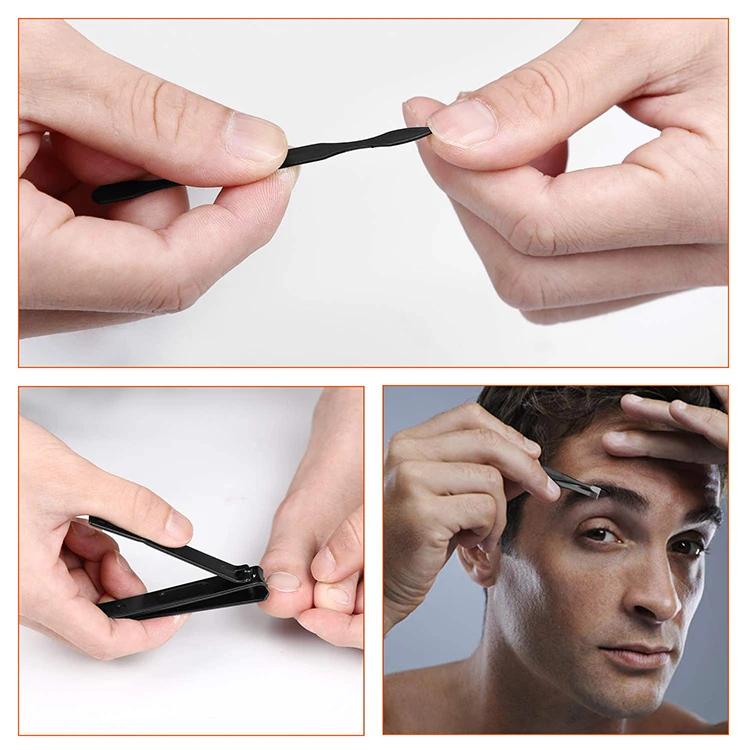 Black 7pcs Stylish Manicure Pedicure Kit Nail Art Personal Care Tool Stainless Steel Nail Clipper Set