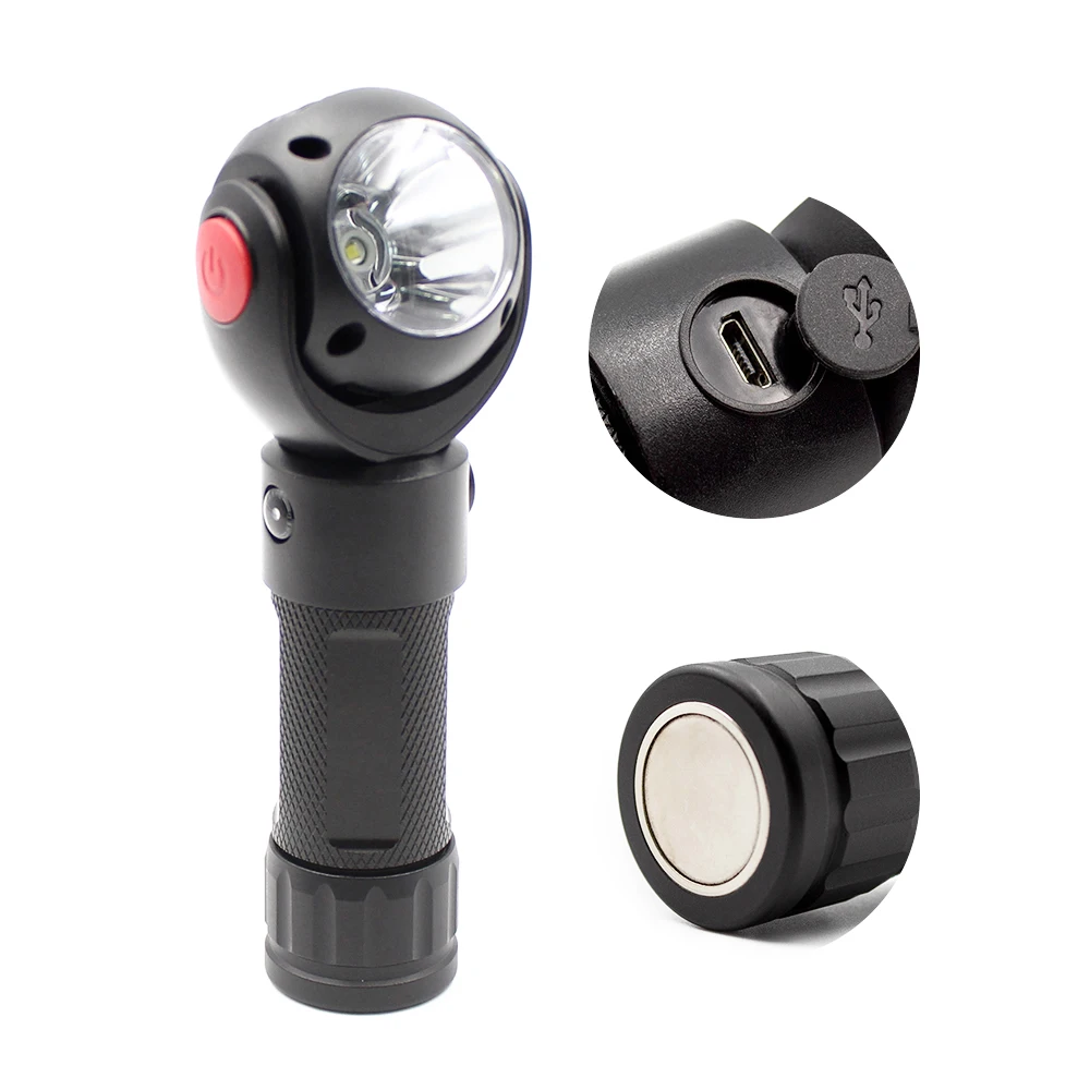 Funny LED torch with 360 degree rotation head handheld super bright rechargeable led flashlight
