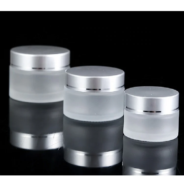 50 г матовая круглая стеклянная банка для косметического крема лосьона с пластиковой крышкой