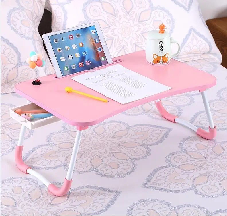 Foldable Computer Table With Cup Holder Folding Laptop Desks For Bed