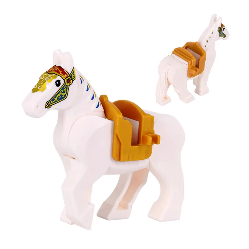 Medieval 4 Black+White+Brown Warhorse Blocks/Sold separately Saddle Mount+Horse Rope/Regular Saddle 3003 3004 3005 3006(PA01048)
