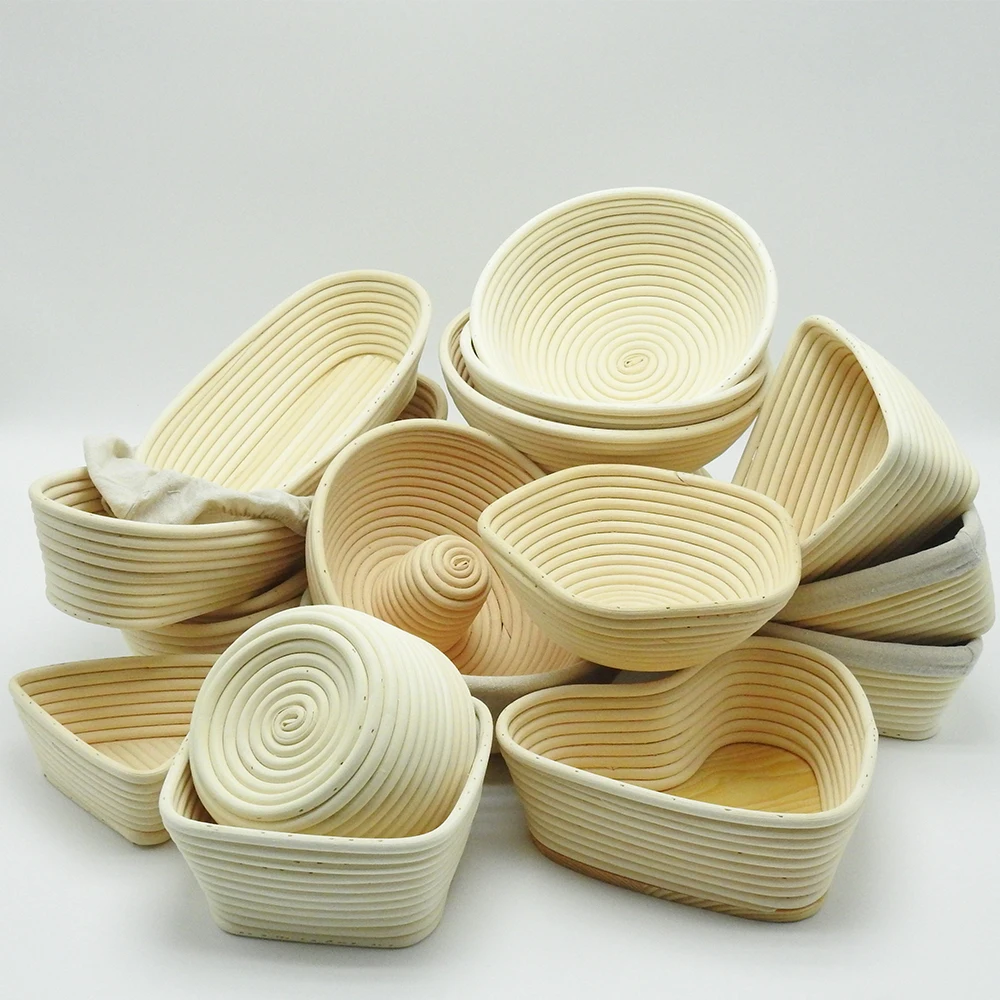 Wholesale European Bread Cookware Sets Baking Tools Bread Proofing Bowl Nature Rattan Basket Sets