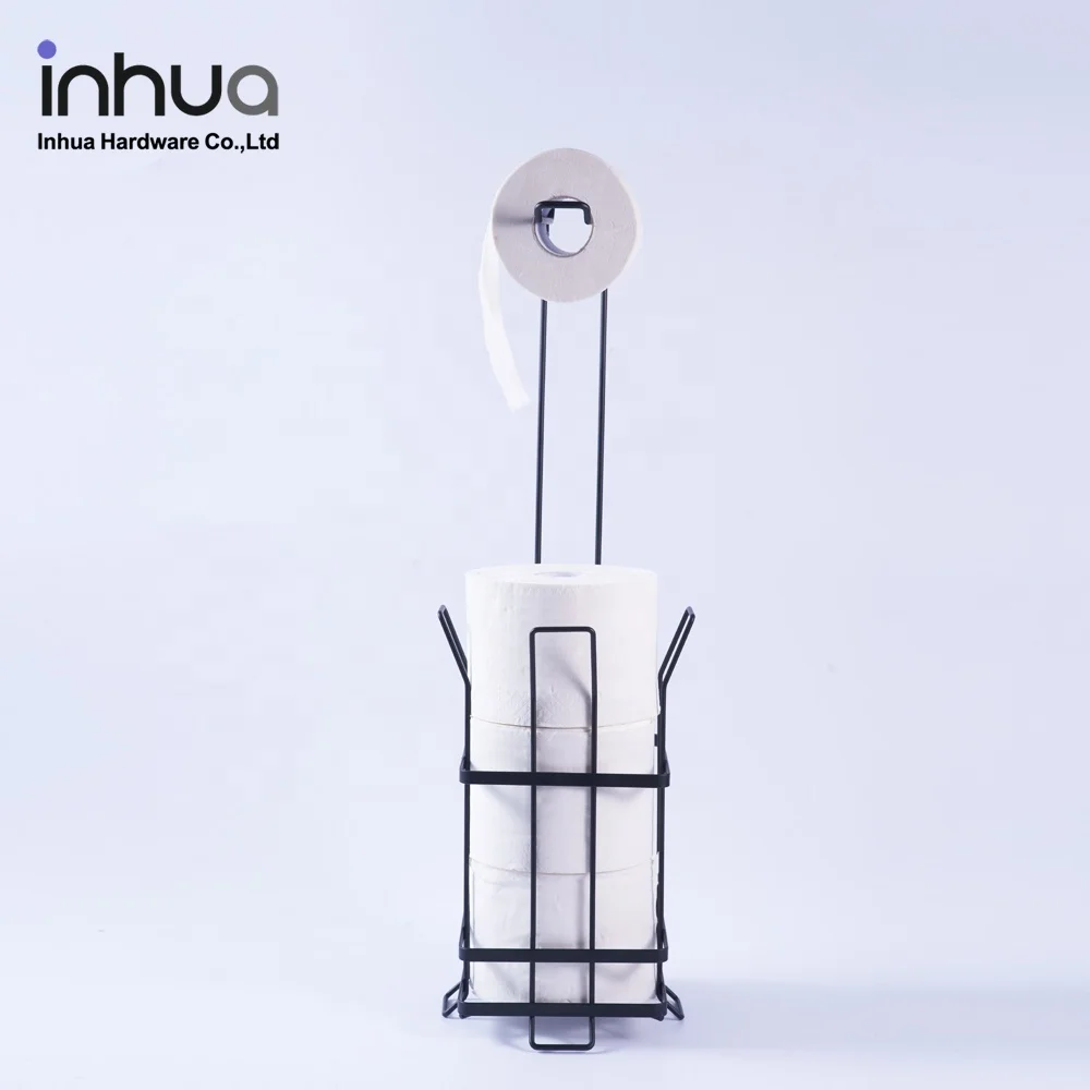 Bathroom toilet paper towel rack black disassembly large capacity roll paper storage rack
