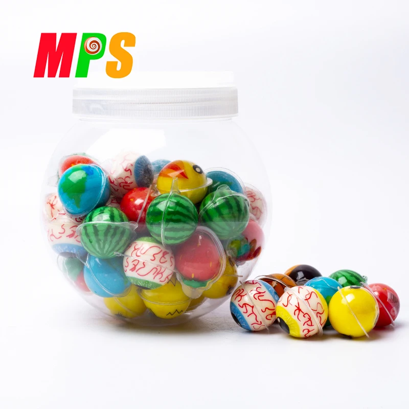Hot sell wholesale custom halloween bag funny eye gummy sweet OEM fruit taste eyeball shape soft candy
