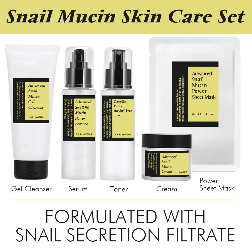 HANLINGER Private Label Customer Logo High Quality Beauty Whitening Moisturizing Brightening Snail Mucin Skin Care Set